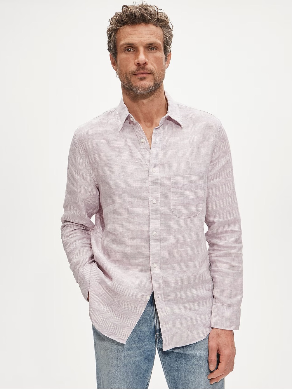 J. CREW Linen point-collar shirt in Glen Plaid Size M NWT $178 CT991 - Picture 5 of 10